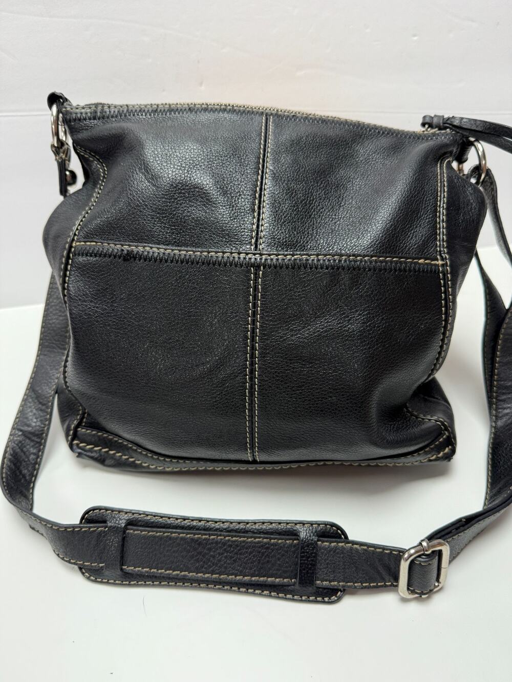 Luxy Black Pebbled Leather Hobo Shoulder Bag Adjustable Strap